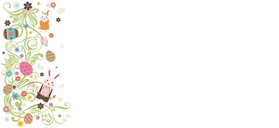 Happy Easter colored Easter eggs white background Stock Illustration