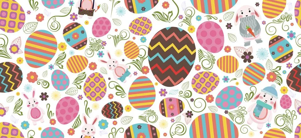 Happy Easter colored Easter eggs Stock Illustration