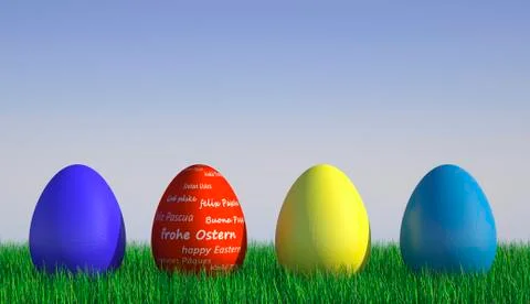 Happy easter with colored egg - Illustration Stock Illustration