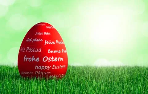 Happy easter with colored egg - Illustration Stock Illustration