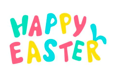 Happy easter colored lettering with rabbit ears Stock Illustration