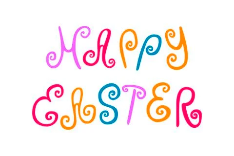 Happy easter colored swirling lettering Stock Illustration