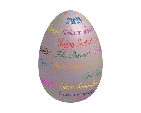 Happy easter in colorful all languages, 3D egg in words art  typography Stock Illustration