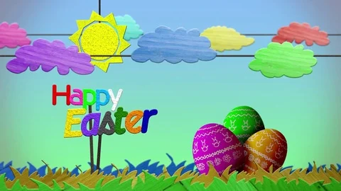 Happy Easter colorful animation Stock Footage