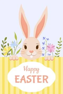 Happy Easter! A colorful Easter banner, greeting card, and poster template. Stock Illustration