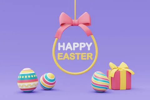 Happy Easter with colorful easter eggs,International Spring Celebration,minim Stock Illustration