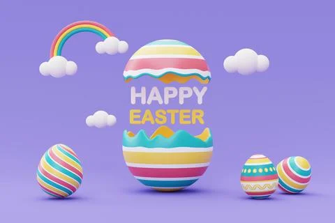 Happy Easter with colorful easter eggs,International Spring Celebration,minim Stock Illustration