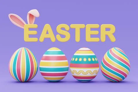 Happy Easter with colorful easter eggs,International Spring Celebration,minim Stock Illustration