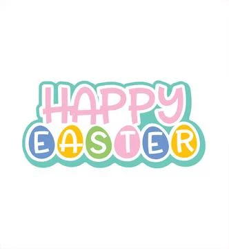Happy Easter Colorful Egg Typography Design Stock Illustration