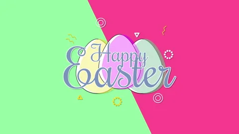 Happy Easter with colorful eggs and geometric shapes Stock Footage 165170832
