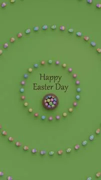 Happy easter colorful eggs card. Easter painted eggs in the basket. Copy spac Stock Photos