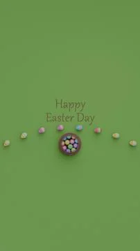 Happy easter colorful eggs card. Easter painted eggs in the basket. Copy spac Stock Photos