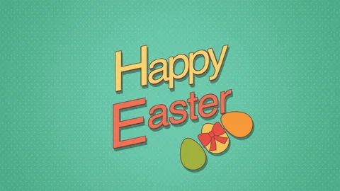 Happy Easter with colorful eggs on green pattern Stock Footage 167439551