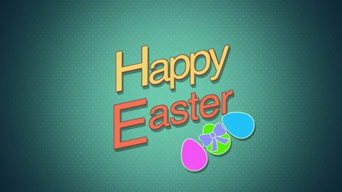Happy Easter with colorful eggs on green pattern Stock Footage 168790291