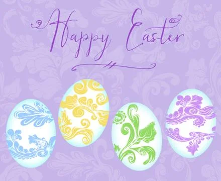 Happy easter with colorful eggs Stock Illustration