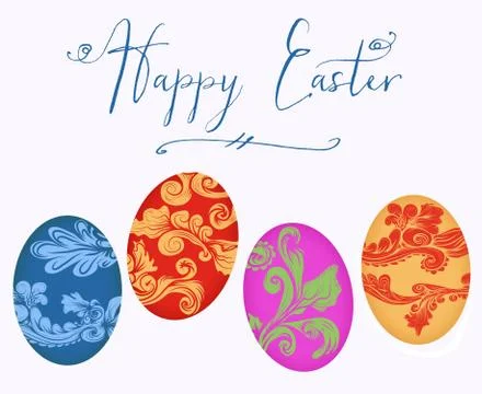 Happy easter with colorful eggs Stock Illustration