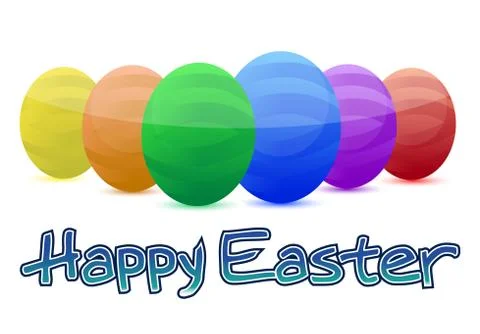 Happy easter colorful eggs isolated over a white background 스톡 일러스트