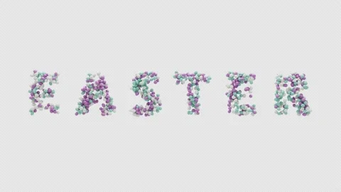 Happy Easter Colorful Eggs Text Animation On Transparent Background Stock Footage 235347452