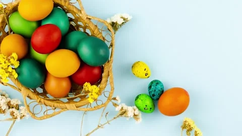 Happy easter. Colorful hand painted easter eggs. Stock Footage 166164707