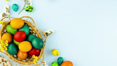 Happy easter. Colorful hand painted easter eggs. Stock Footage 166801457