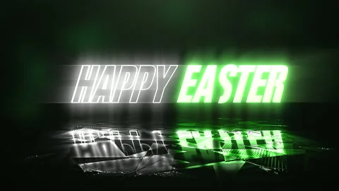 Happy Easter with colorful neon light on street Stock Footage 169735961