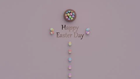 Happy easter with colorful painted eggs card Stock Photos