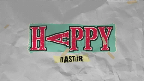 Happy Easter on colorful paper and grunge texture Video stock 232833155