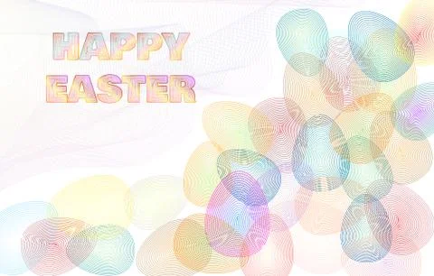 Happy easter, colorful pattern line art of easter eggs on white background. Illustrazione stock