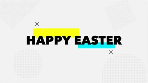 Happy Easter with colorful shapes on white gradient Stock Footage 236176016