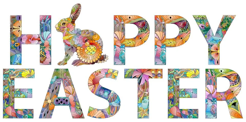 Happy Easter. Colorful vector word isolated on a white background Stock Illustration