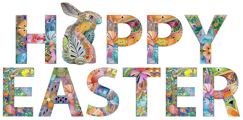 Happy Easter. Colorful vector word isolated on a white background Stock Illustration