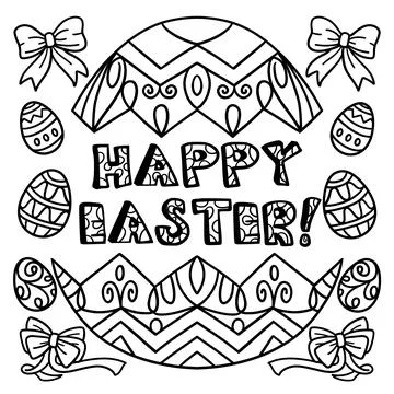 Happy Easter Coloring Page for Kids Stock Illustration