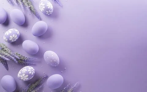 Happy easter! Colourful Easter eggs on pastel background. Decoration concep.. Stock Photos