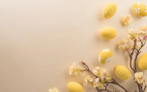 Happy easter! Colourful Easter eggs on pastel background. Decoration concep.. Foto stock