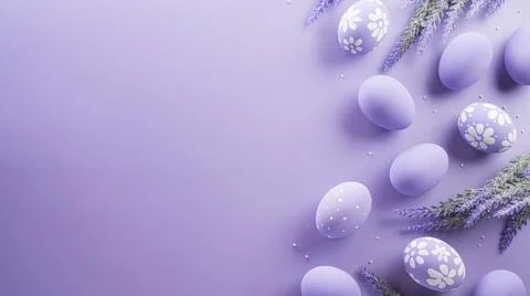 Happy easter! Colourful Easter eggs on pastel background. Decoration concep.. Stock Photos