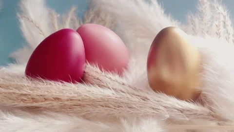 Happy Easter. Colourful painted easter eggs on rustic background, Christian r Stock Footage 174171476