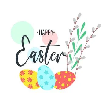 Happy easter composition postcard Stock Illustration