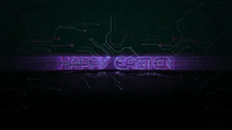Happy Easter with computer chip and neon lights Stock Footage 171314601