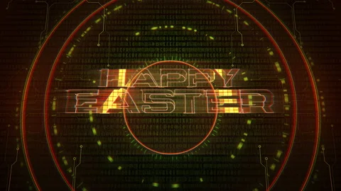 Happy Easter with computer numbers and HUD elements Stock Footage 170331405