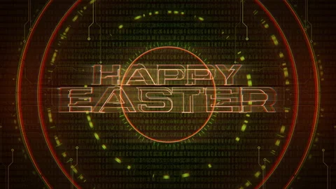 Happy Easter with computer numbers and HUD elements Stock Footage 236178132