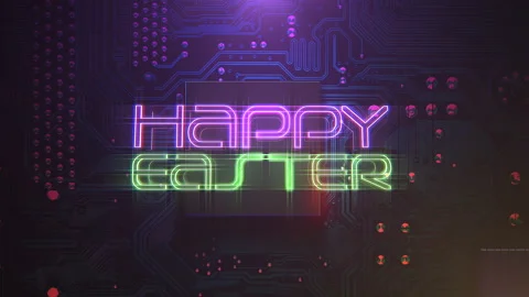 Happy Easter with computer scheme and neon light Stock Footage 166395068