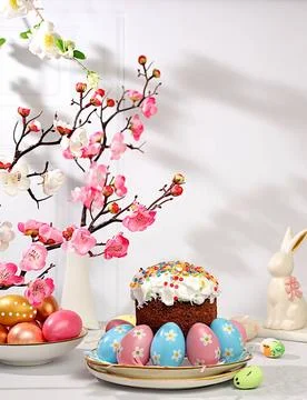 Happy Easter concept. Abstract Easter composition with traditional Russian... Foto stock