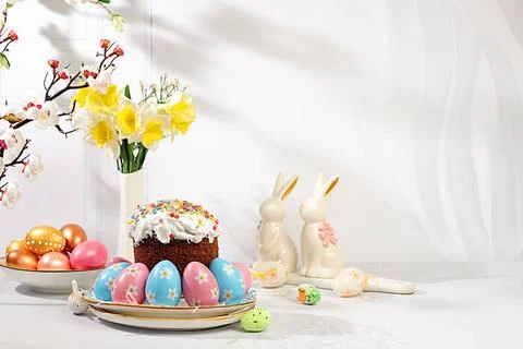Happy Easter concept. Abstract Easter composition with traditional Russian... Foto stock
