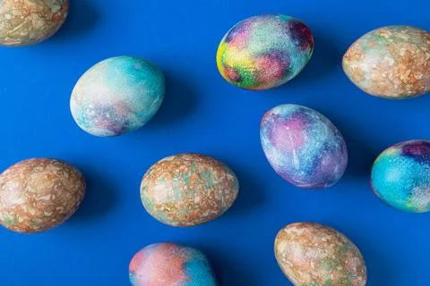 Happy Easter concept with colored eggs Stock Photos