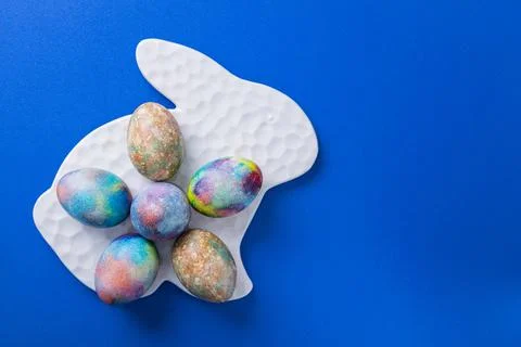 Happy Easter concept with colored eggs Stock Photos