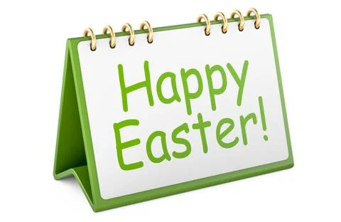 Happy Easter concept with desk calendar, 3d rendering Stock Illustration