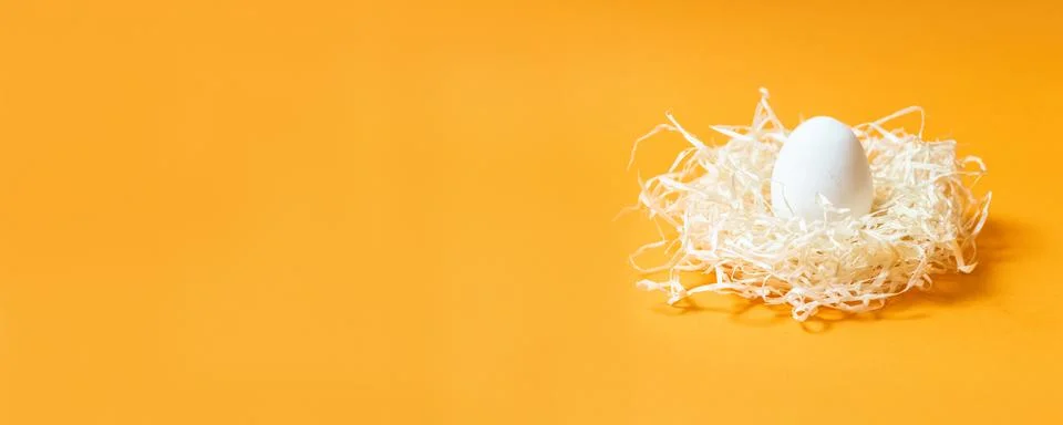 Happy Easter concept. Easter idea, minimalist stylish decor. Close up, top vi Stock Photos