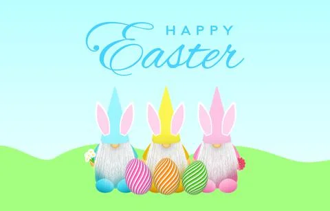 Happy Easter concept with gnomes. Stock Illustration