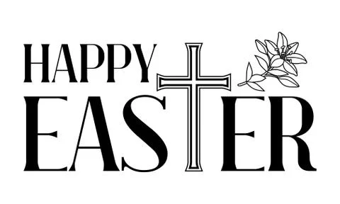 Happy Easter concept illustration. Cross and lilies. 스톡 일러스트