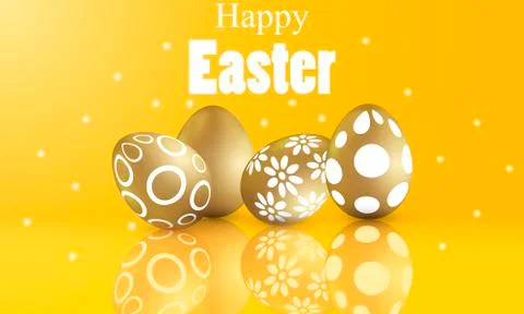Happy easter concept with painted golden patterned eggs Stock Illustration